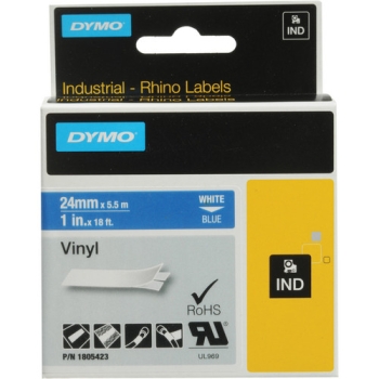 Dymo Rhino 1.0" Blue Vinyl Labels (White Print)