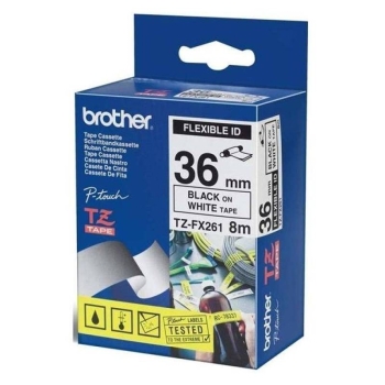 Brother TZ-FX261 Black on White Flexible ID Tape