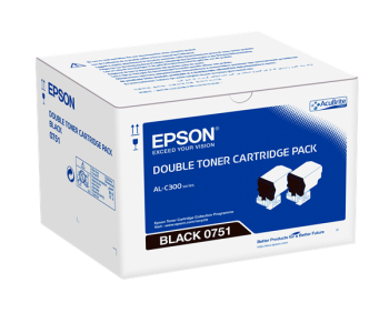 Epson C13S050751 Black Double Toner Cartridge Pack- 7300 pages each