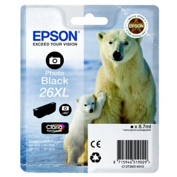 Epson Singlepack Photo Black 26XL Claria Premium Ink