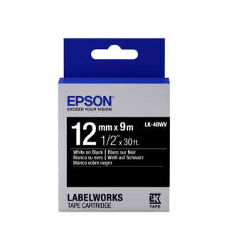 Epson Label Cartridge Vivid LK-4BWV White/Black Label Tape 12mm (9m)