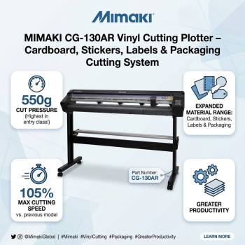 Mimaki CG-130AR Vinyl Cutting Plotter – Cardboard, Stickers, Labels & Packaging Cutting System
