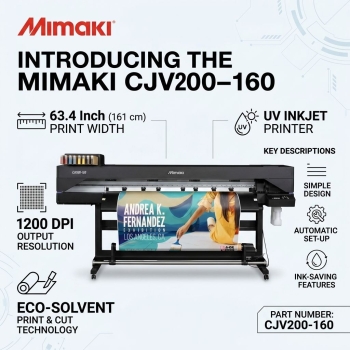 Mimaki CJV200-160  Eco-Solvent Print & Cut Printer – 63.4 Inch Print Width, 1200  DPI Output,UV Inkjet Printer 