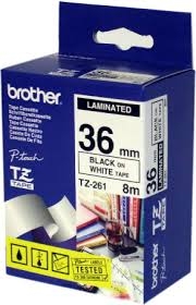 Brother TZ-261  Black / White P-touch Tape 36mm 