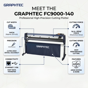 Graphtec FC9000-140  64 Inch Professional Cutting Plotter with Stand and Basket High Precision Vinyl Cutter