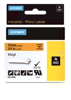 Dymo Rhino S0718500 19mm Orange Vinyl Tape