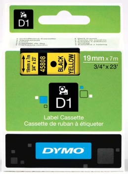Dymo S0720880 D1 Tape 19mm Black on Yellow