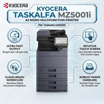 Kyocera TASKalfa MZ5001i A3 Mono MFP 50 PPM Scanning High Performance Copier Machine