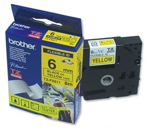 Brother TZ-611 P-Touch Tape 6mm (0.23") Black on Yellow