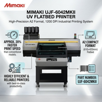 Mimaki UJF-6042MkII  A2 610×420mm Compact Format, 1200 DPI High-Precision Industrial Printing System UV Flatbed Inkjet Printer