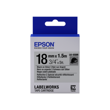 Epson Label Cartridge Reflective LK-5SBR Black/Silver 18mm (1.5m)