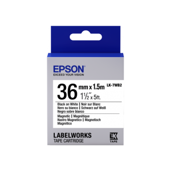 Epson Label Cartridge Magnetic LK-7WB2 Black/White 36mm (1.5m)